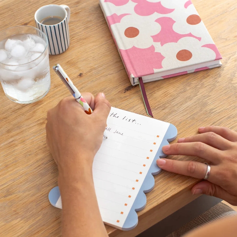 Blue & Wine Scallop Edge List Pad - 60 Pages with Tick Boxes