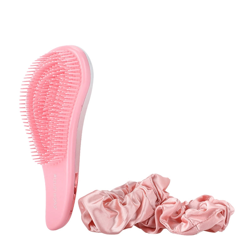 Detangling Brush & Satin Scrunchie Gift Set - 3pcs