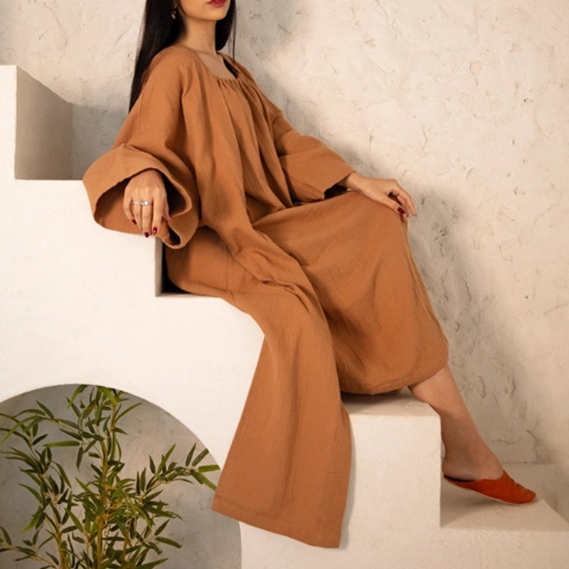 Fiona Halter Neck Long Dress - Brown