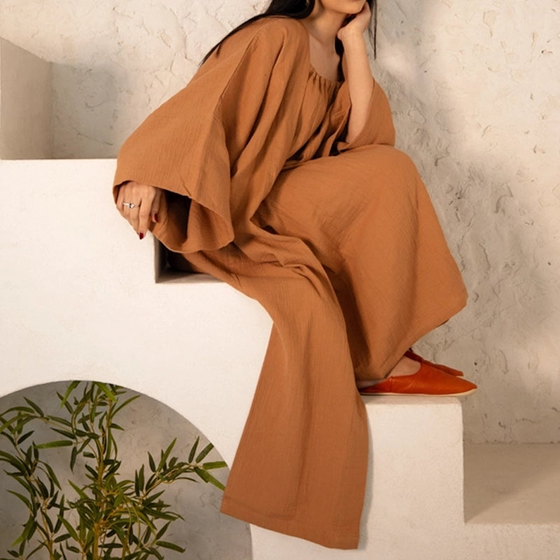 Fiona Halter Neck Long Dress - Brown