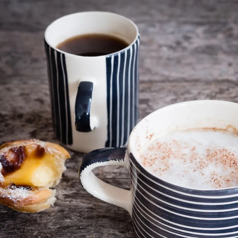 Handmade Ceramic Demi Mug with Sgraffito Stripe - 346ml