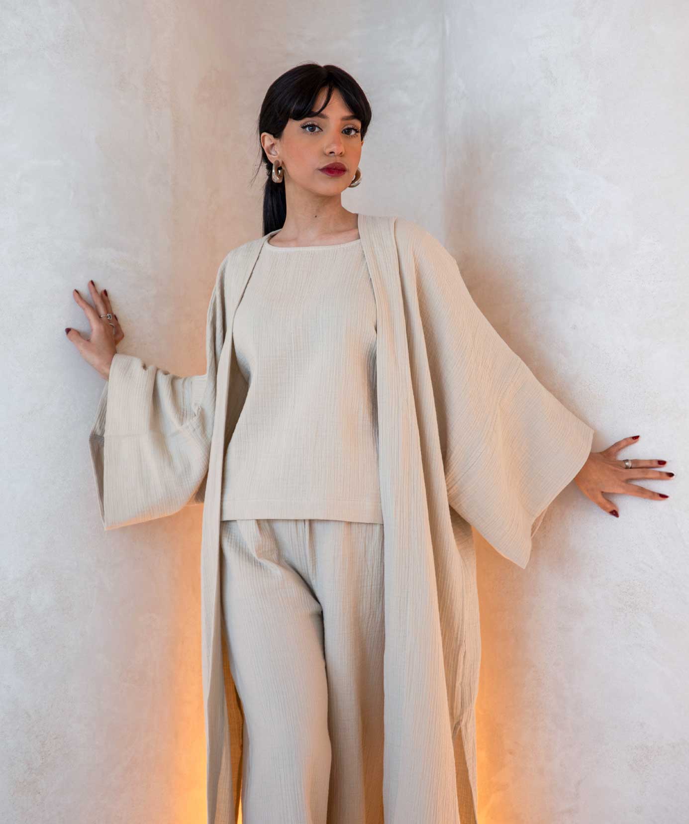Cotton Sleeveless Top and Wide Leg Pants Set