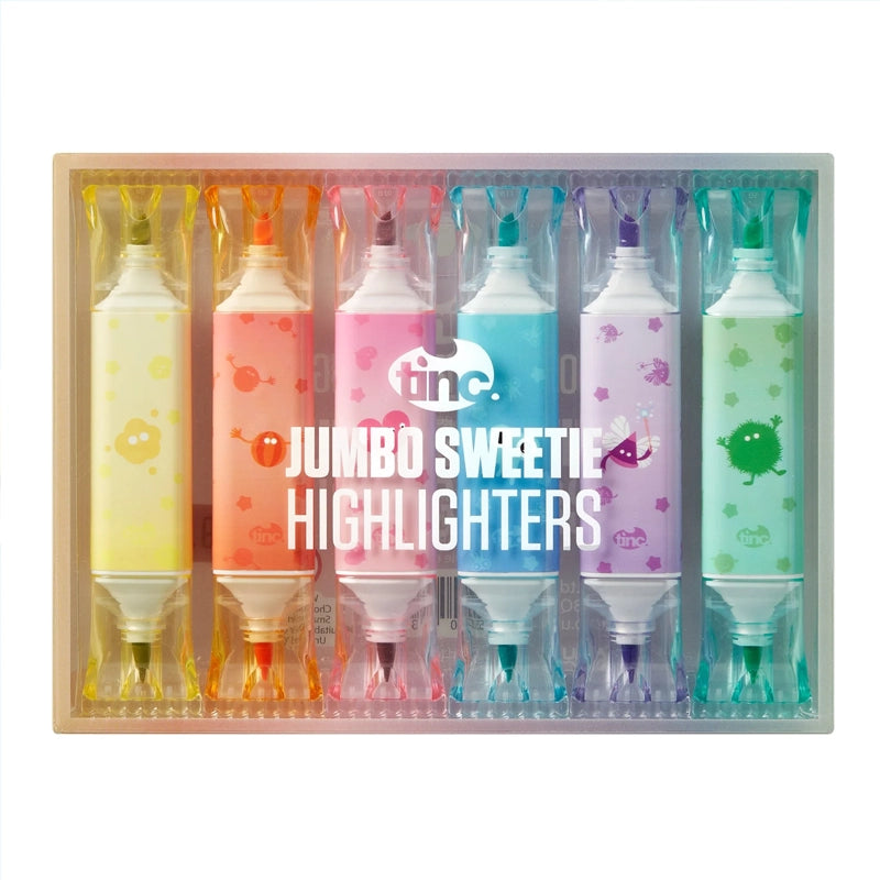 Jumbo Sweetie Double End Highlighter Pens – Set of 6 Colours