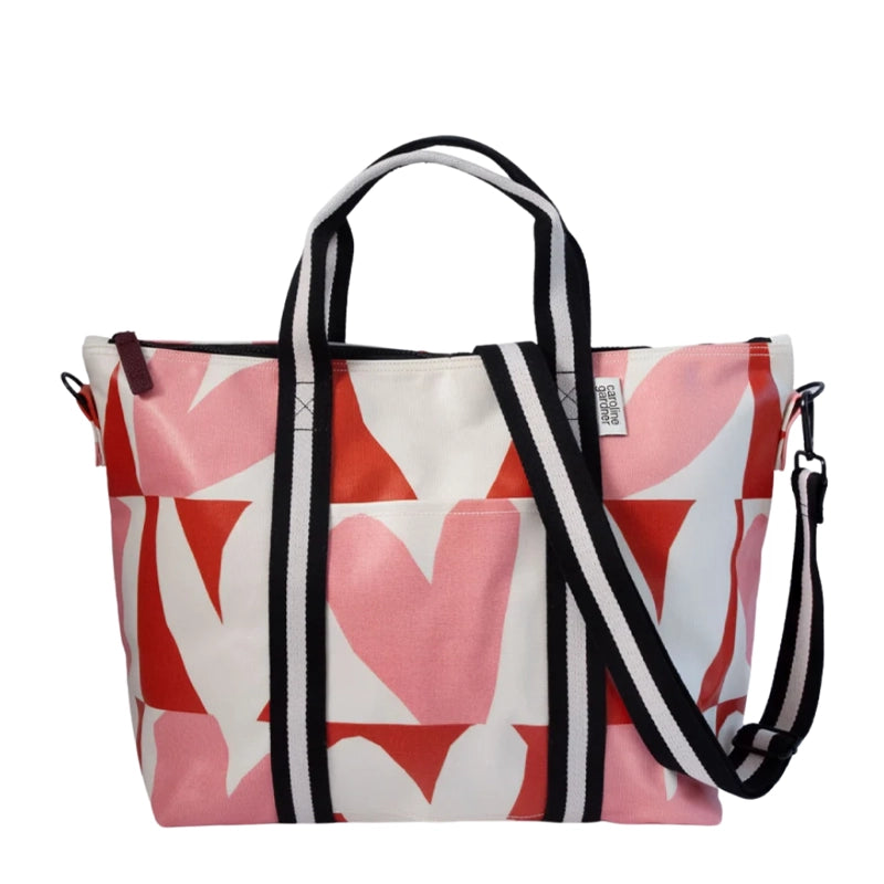 Pink & Orange Checkmate Hearts Weekend Bag - Coated Canvas Holdall