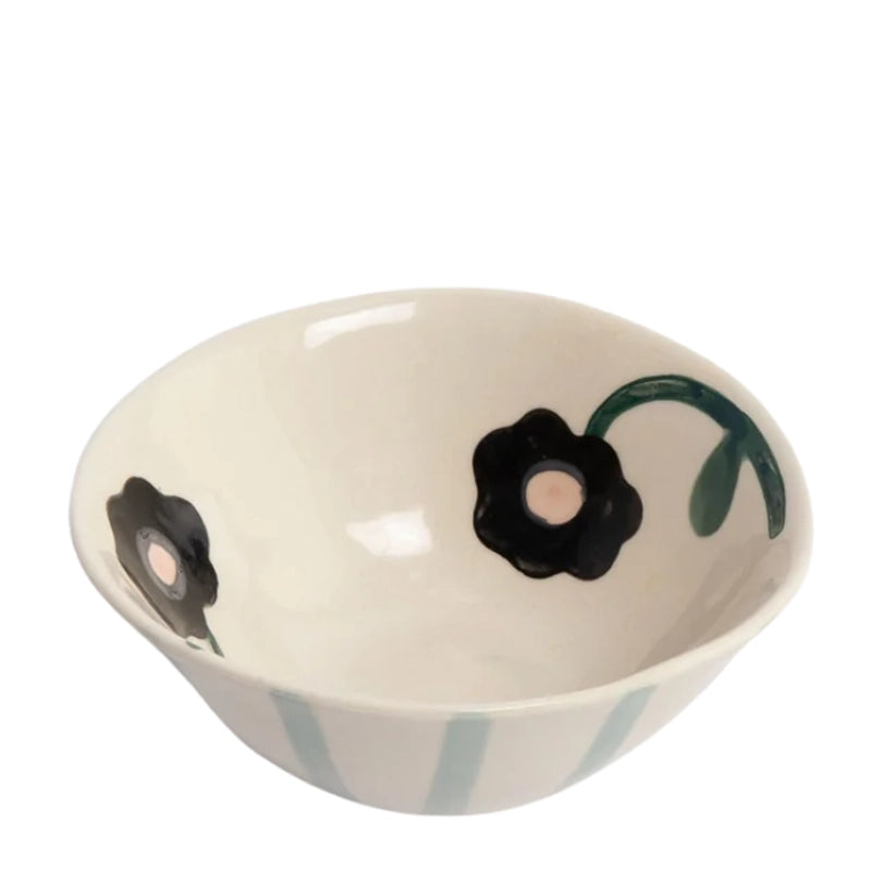 Stoneware Hand-Painted Round Bowl for Dips & Snacks
