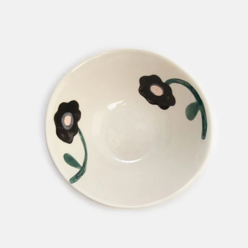 Stoneware Hand-Painted Round Bowl for Dips & Snacks