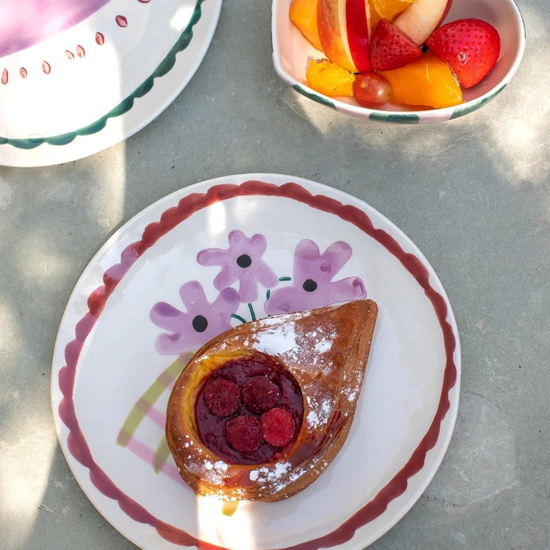 Stoneware Hand-Painted Side Plate for Cake & Dessert - 20cm