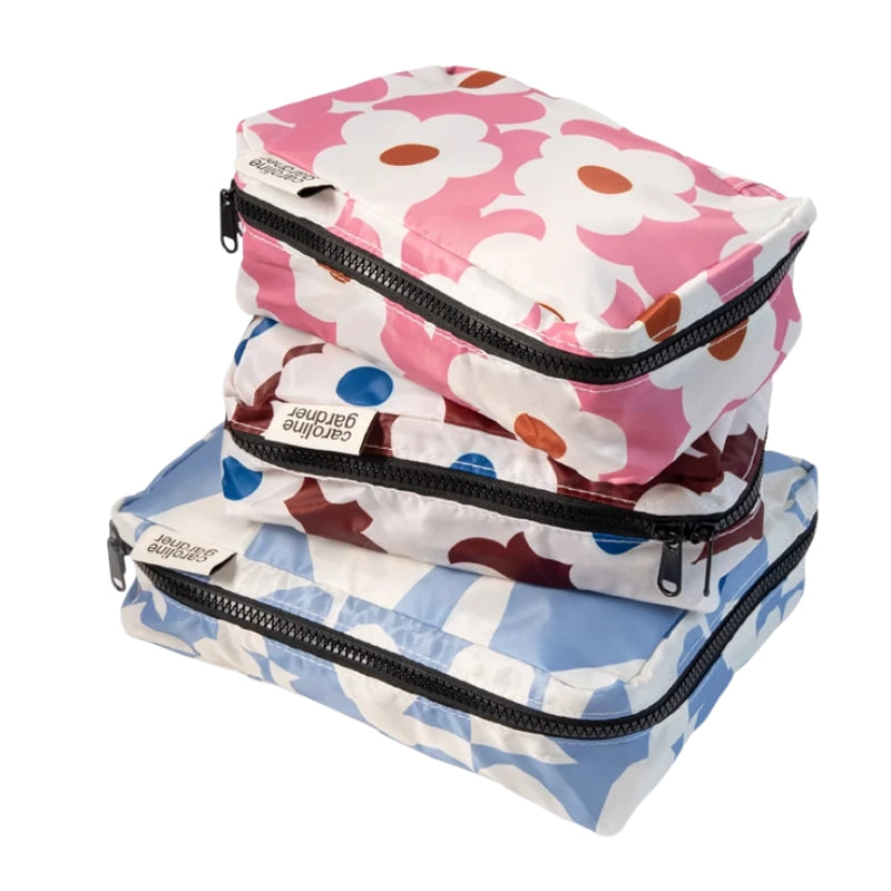 Travel Packing Small Cubes Set - Floral Suitcase Organisers - 3pcs