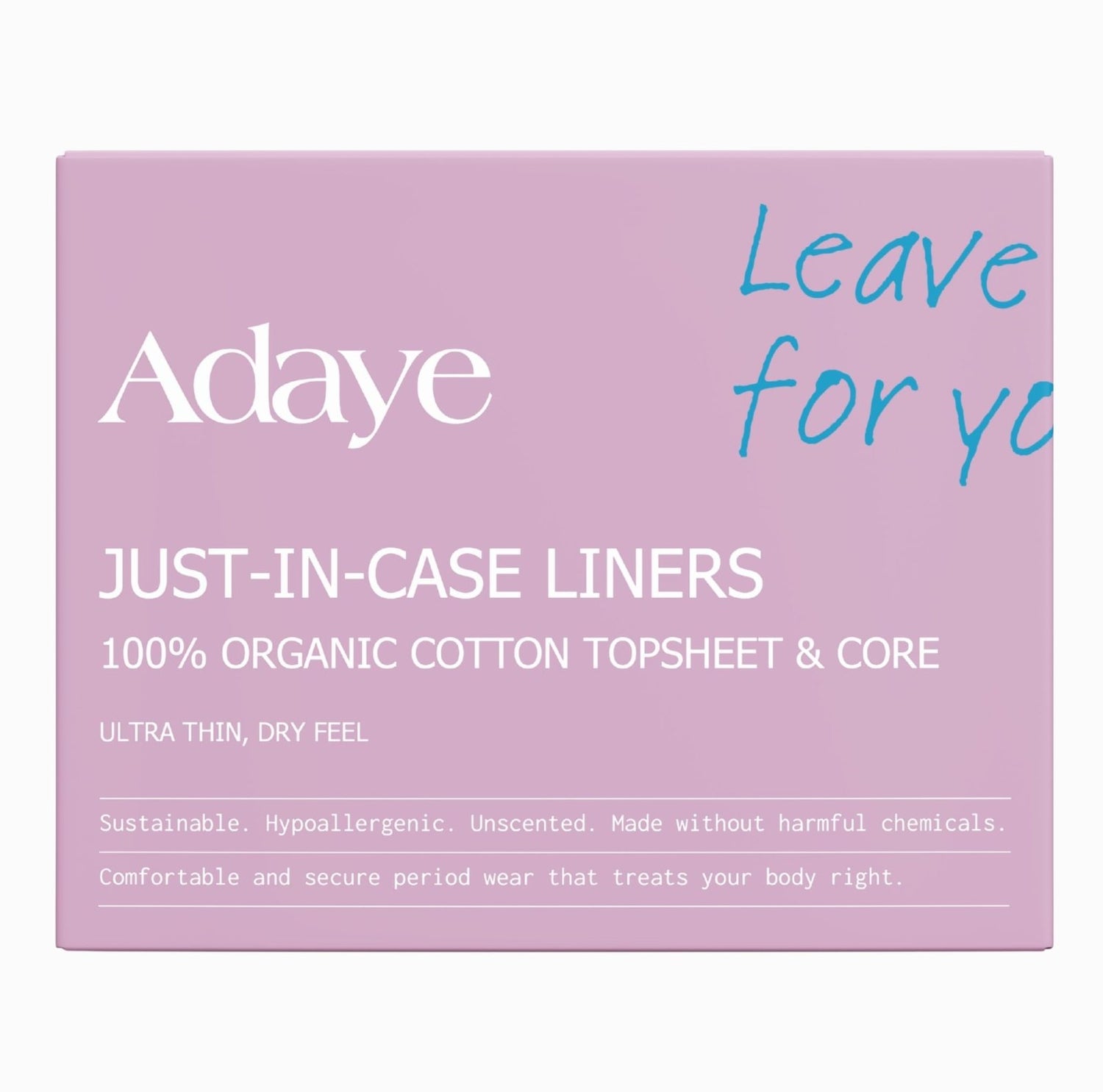 ADAYE Just - in - Case Ultra Thin Organic Panty Liners - 12pcs in Kuwait - Waha Lifestyle
