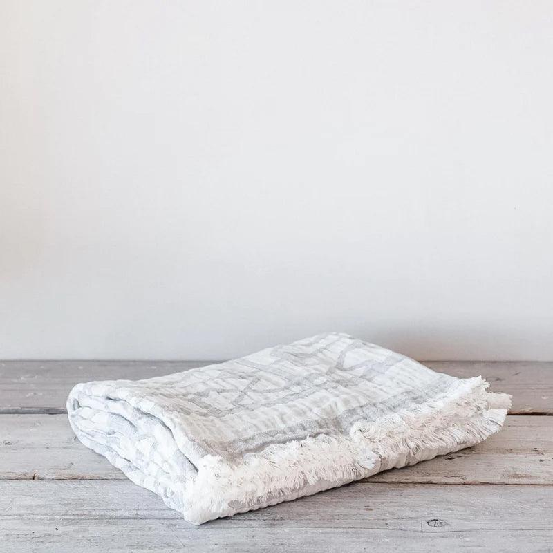 Also Home Tibble Linen & Cotton Throw/Wrap - Grey & Beige - Waha Lifestyle