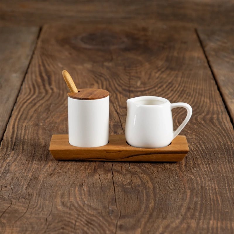 Amelia Cream & Sugar Wood Set - Waha Lifestyle