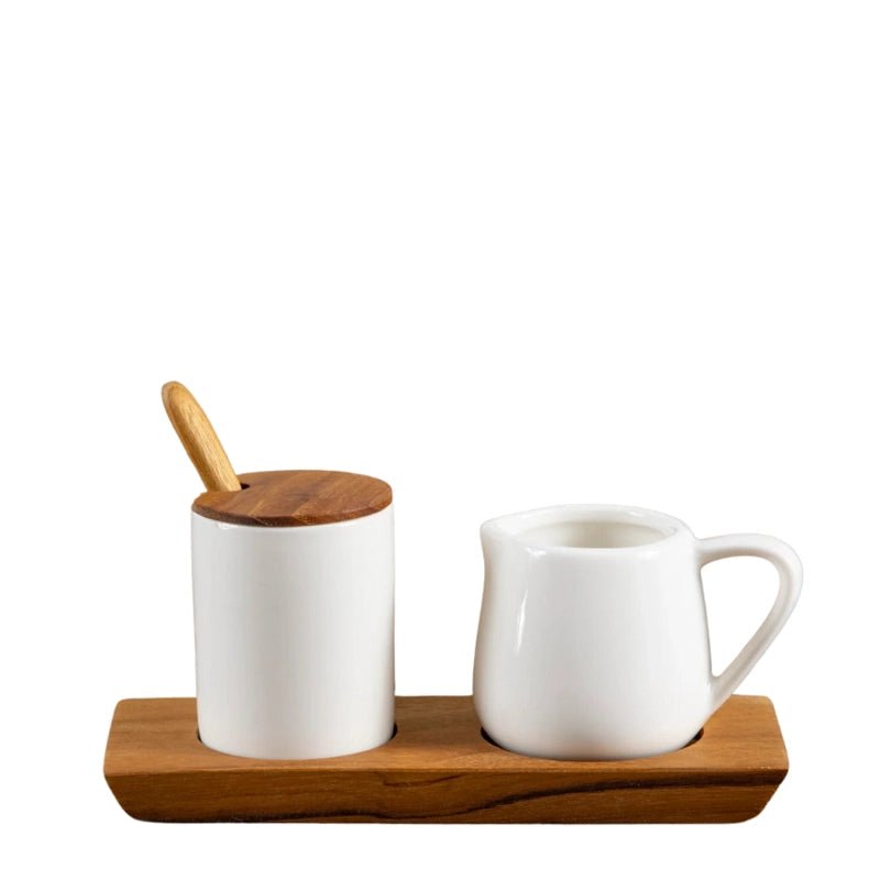 Amelia Cream & Sugar Wood Set - Waha Lifestyle
