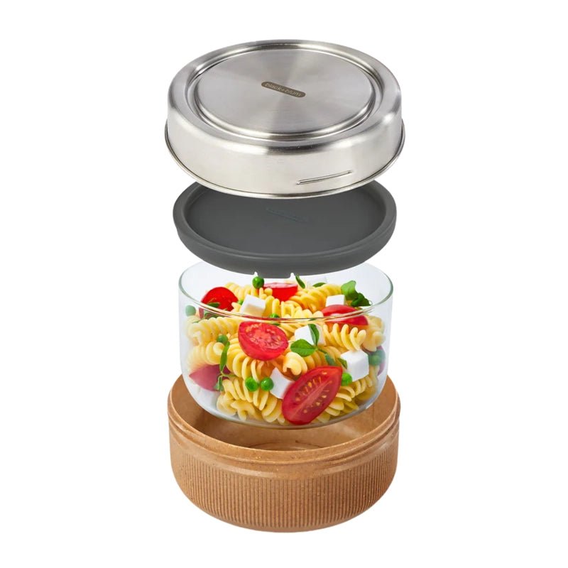 Leakproof Glass Lunch Bowl with Protective Case - Slate