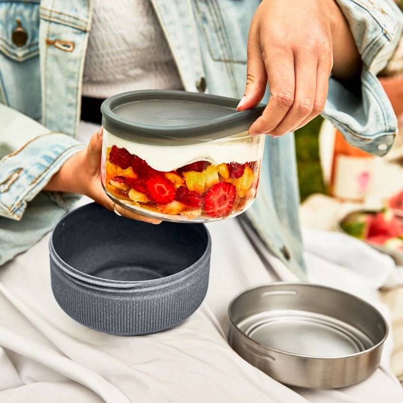 Leakproof Glass Lunch Bowl with Protective Case - Slate