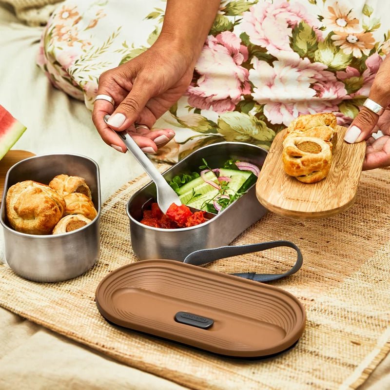 Stainless Steel Leakproof Bento Box with Bamboo Lid - 2x500ml