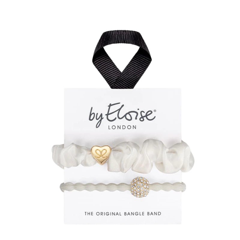Hair/ Wrist Band Set - Elegant Ivory - 2pcs