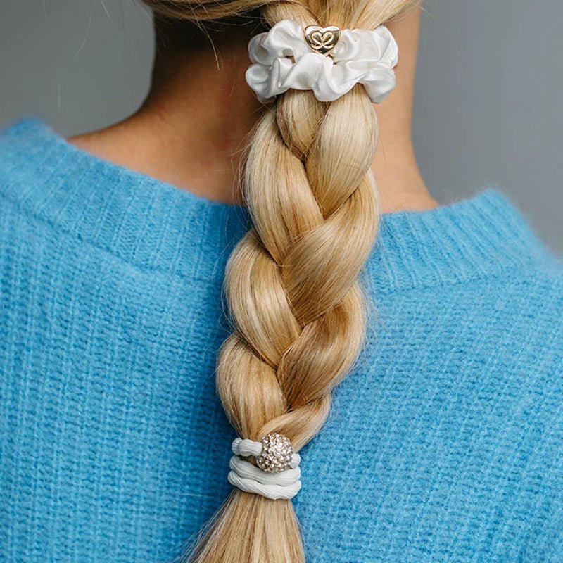 Hair/ Wrist Band Set - Elegant Ivory - 2pcs