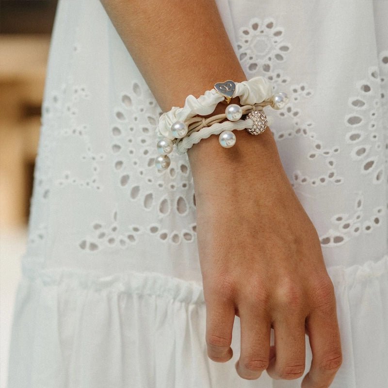 Hair/ Wrist Band Set - White Party - 3pcs