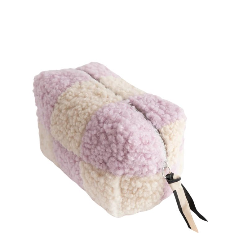 Check Borg Cube Cosmetic Bag - Lilac/Cream