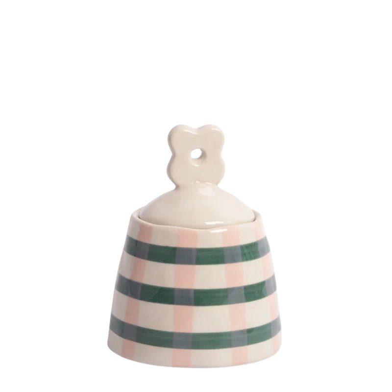 Mono Stripe Stoneware Pot