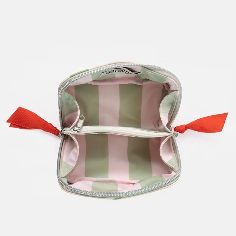 Pink Flower Mini Flat Lay Cosmetic Bag - Small Makeup Pouch