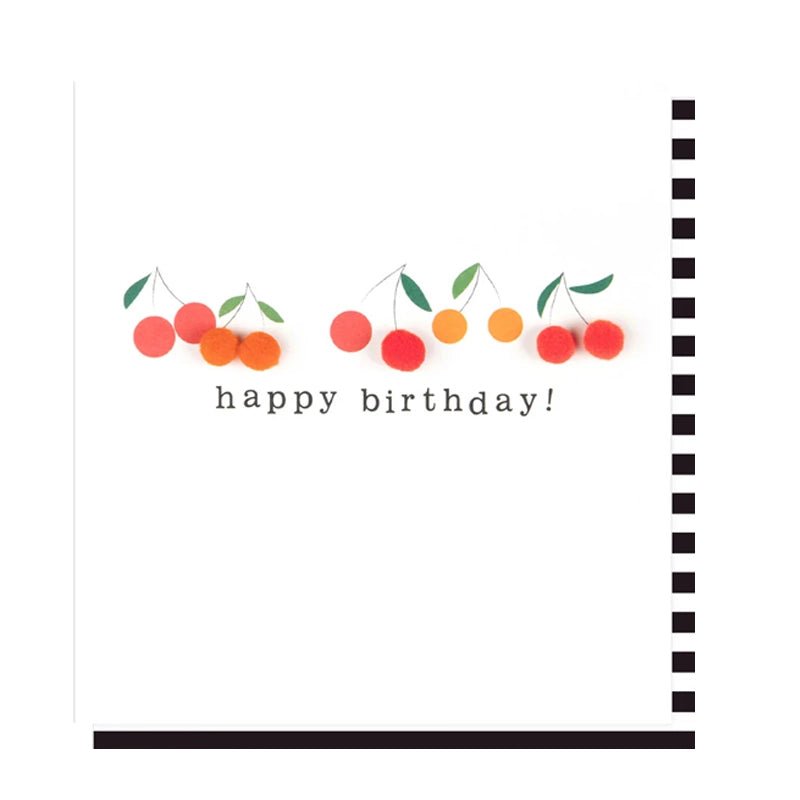 Pom Pom Cherries Birthday Card
