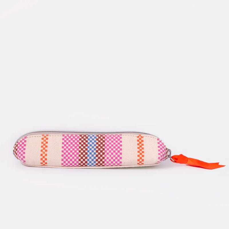 Slim Pencil / Makeup Case with Monochrome Stripe Lining