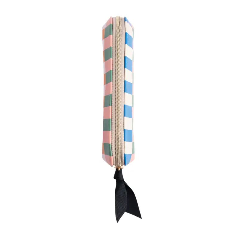 Slim Pencil / Makeup Case with Monochrome Stripe Lining