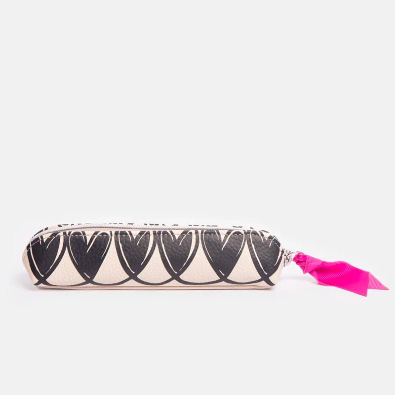 Slim Pencil / Makeup Case with Monochrome Stripe Lining