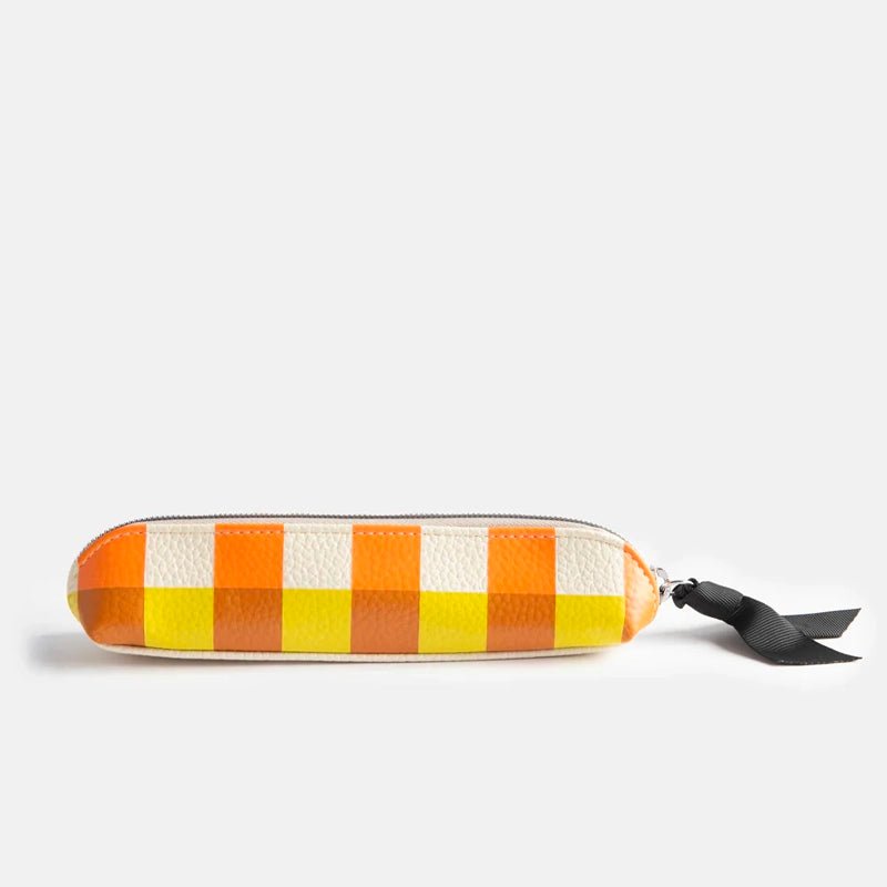 Slim Pencil / Makeup Case with Monochrome Stripe Lining