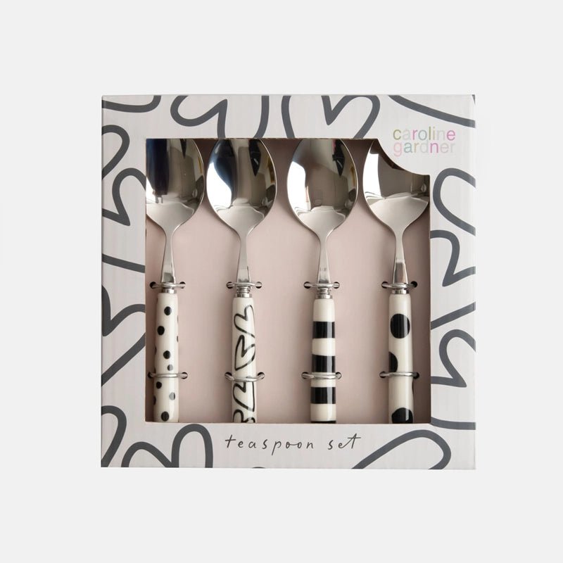 Stainless Steel & Ceramic Tea Spoon Set - 4 pcs