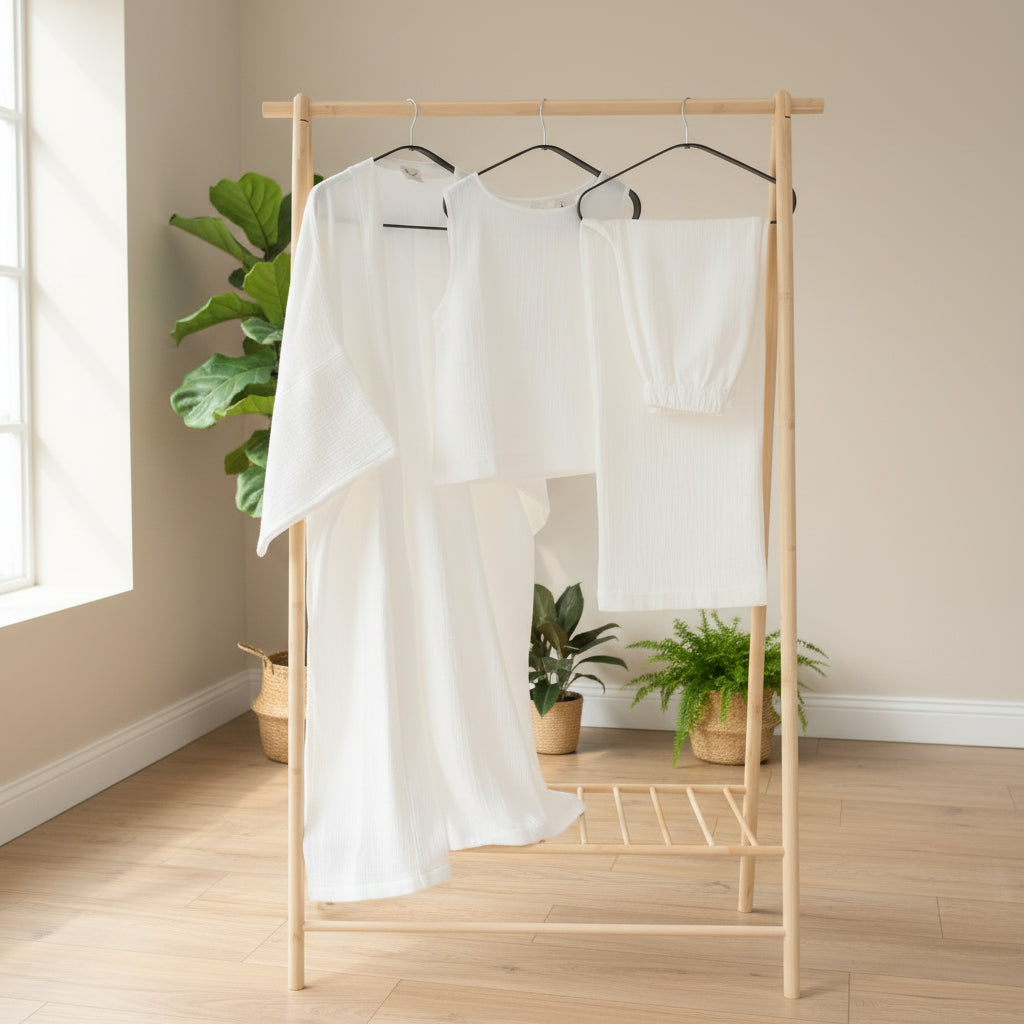 HAWA Cotton Kimono Kaftan Set - White - Waha Lifestyle