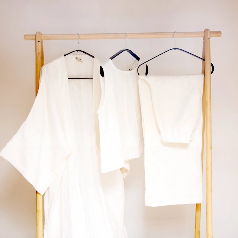 HAWA Cotton Kimono Kaftan Set - White - Waha Lifestyle