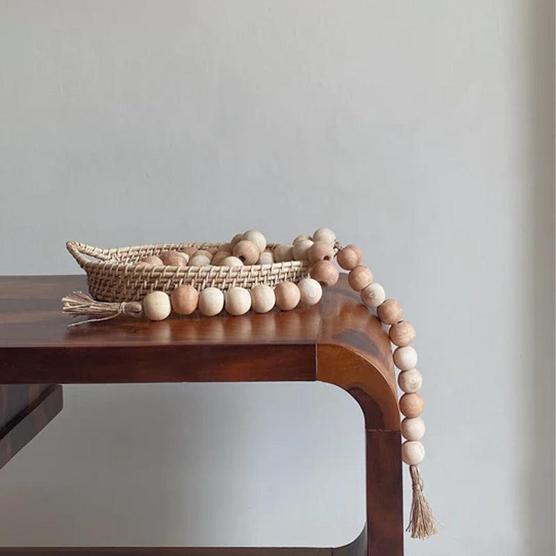 Farmhouse Wooden Beads with Jute Tassels - Waha Lifestyle