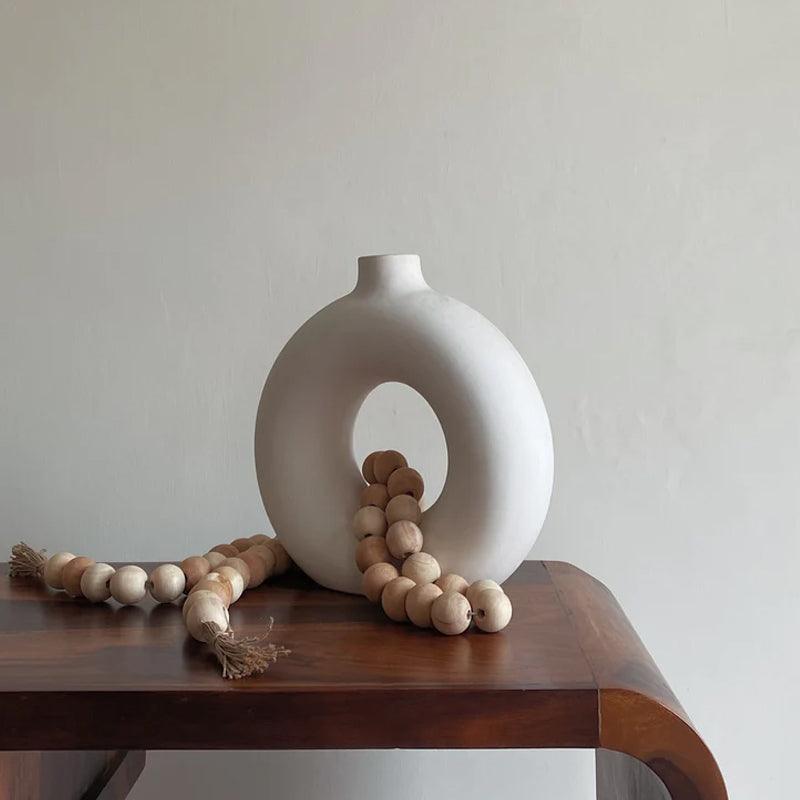 Farmhouse Wooden Beads with Jute Tassels - Waha Lifestyle