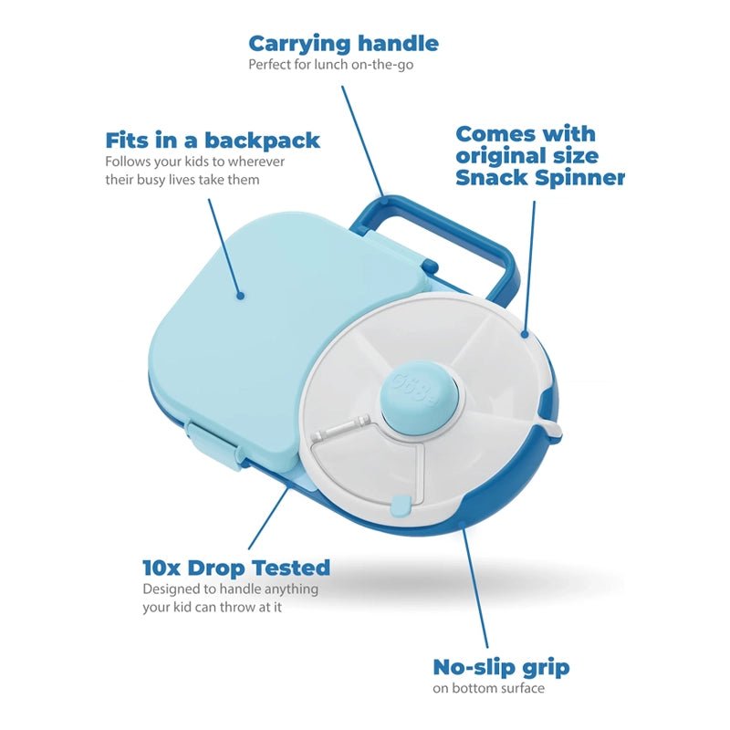 2-in-1 Bento Style Kids Lunchbox with Removable Snack Spinner Flip