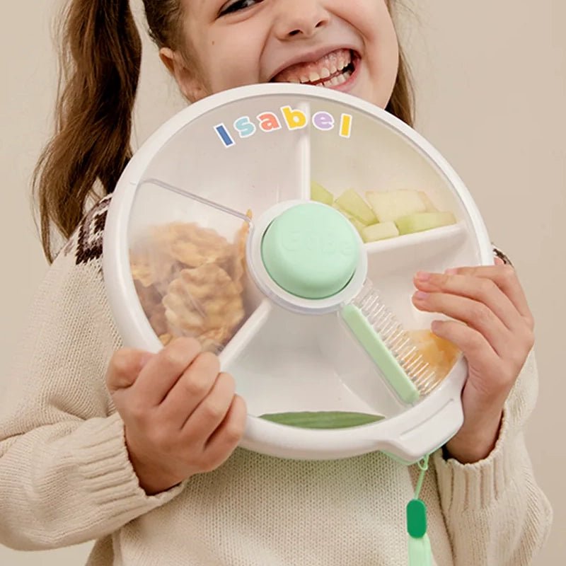 Large Snack Spinner Container for Kids with Compartments