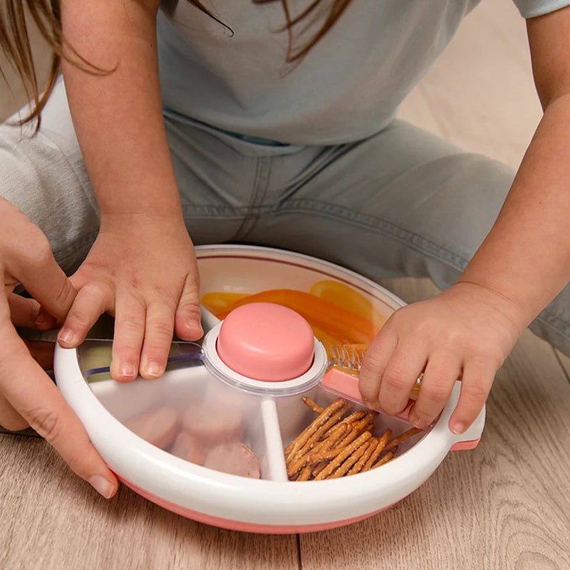 Large Snack Spinner Container for Kids with Compartments