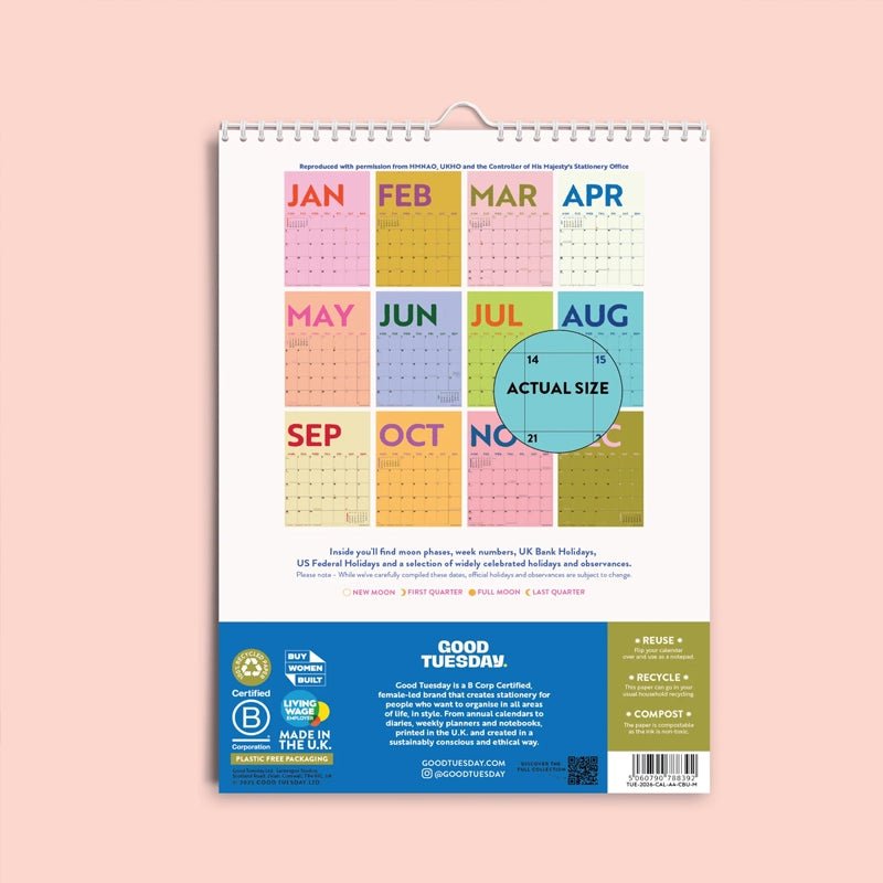 GOOD TUESDAY 2026 Wall Calendar - A4 in Kuwait - Waha Lifestyle