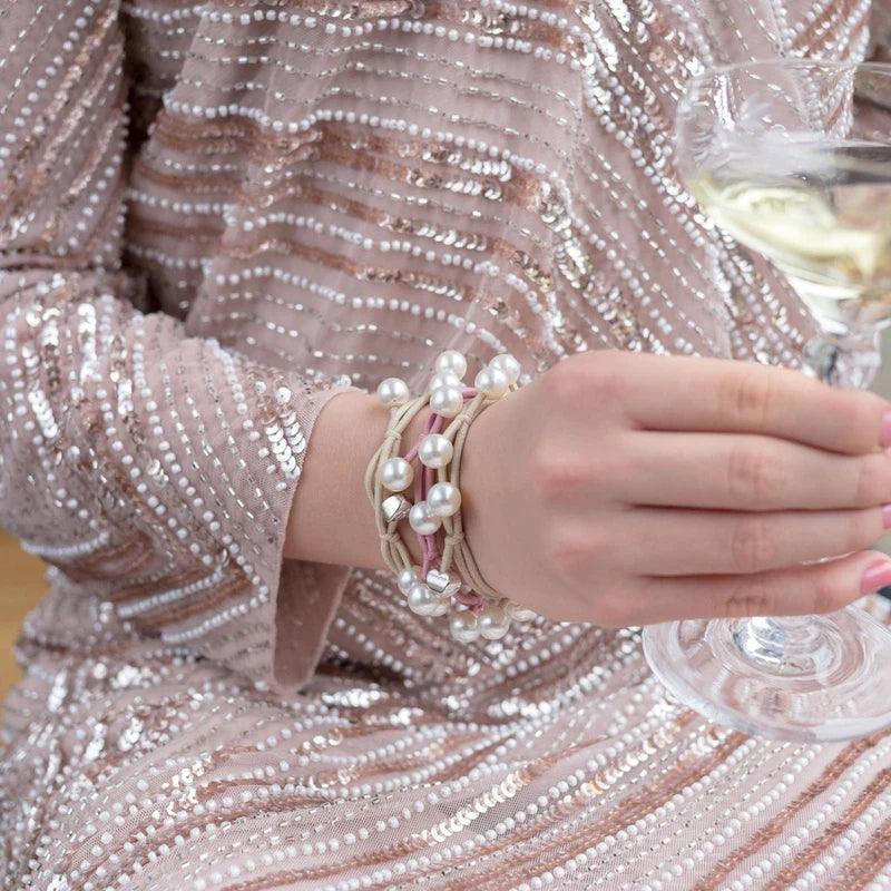 Hair/ Wrist Band Set - Champagne Chic - 2pcs - Waha Lifestyle