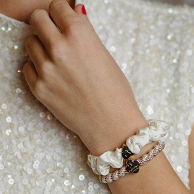 Hair/ Wrist Band Set - Cream & Gold - 2pcs - Waha Lifestyle