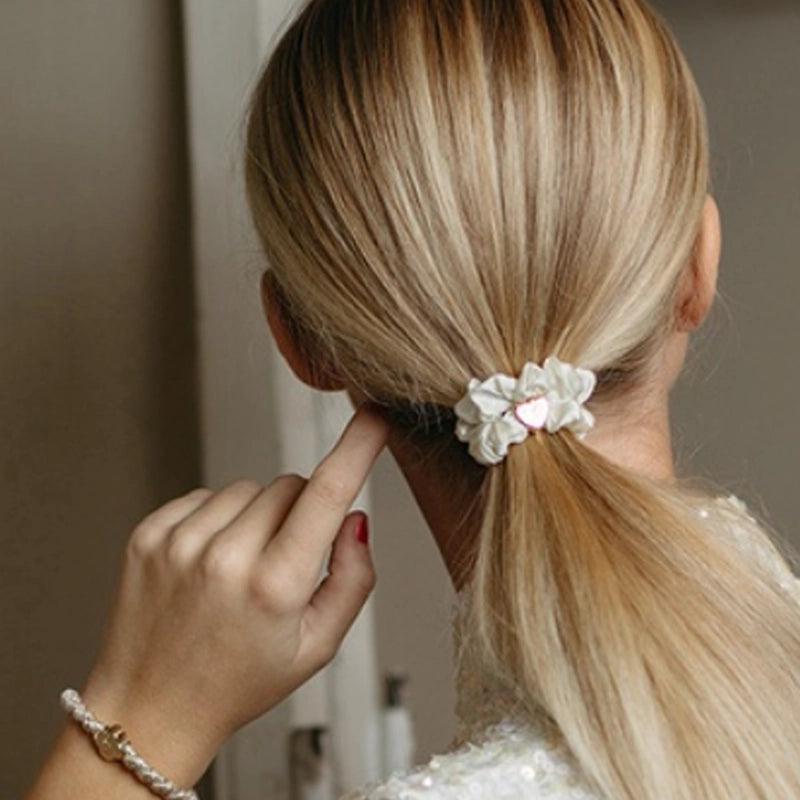 Hair/ Wrist Band Set - Cream & Gold - 2pcs - Waha Lifestyle