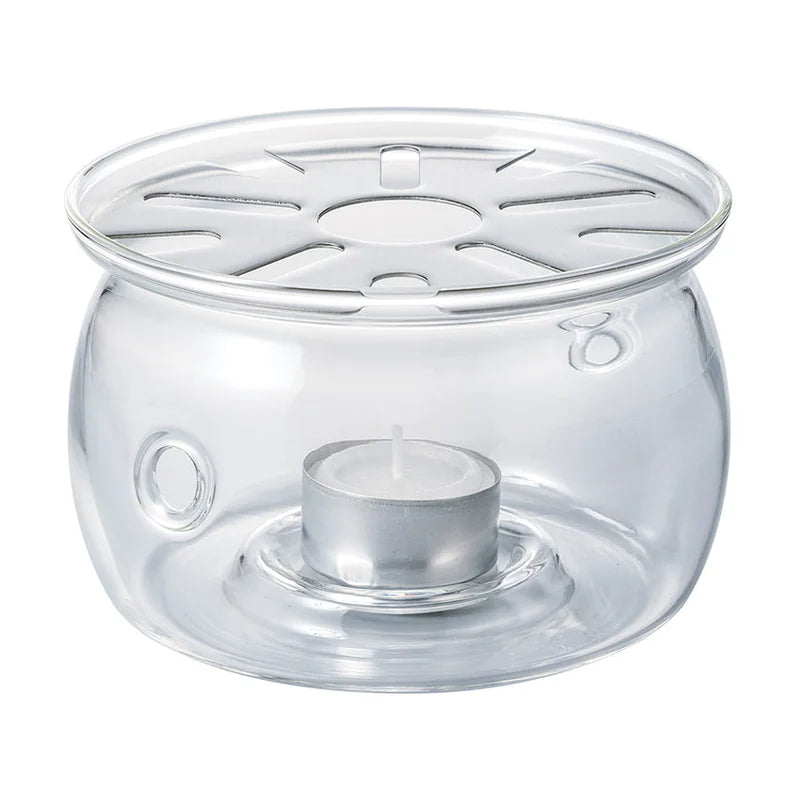 Heatproof Glass Tea Warmer with Stainless Steel Plate & Candle - 12.5cm