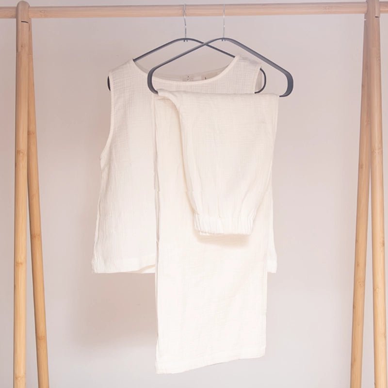 Cotton Sleeveless Top and Wide Leg Pants Set