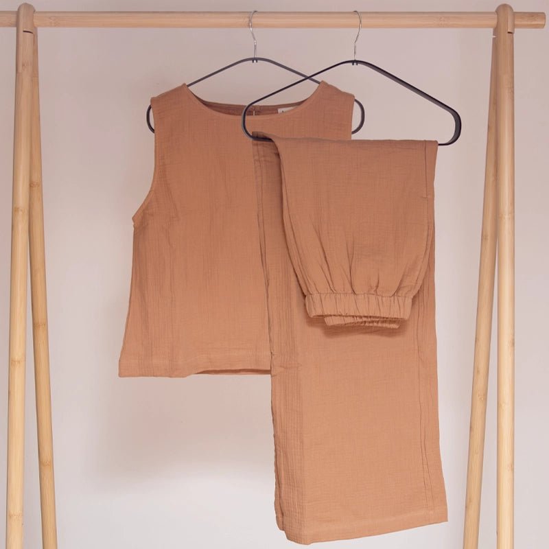 Cotton Sleeveless Top and Wide Leg Pants Set
