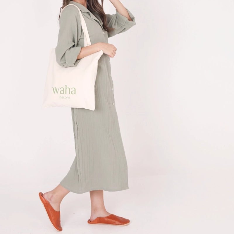 Kayra Long-Sleeve Cotton Maxi Dress - Green Sage