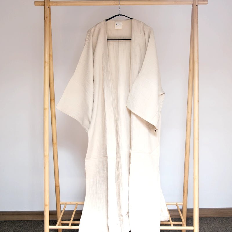 HAWA Long Cotton Kimono With Long Sleeves - Waha Lifestyle - Kuwait
