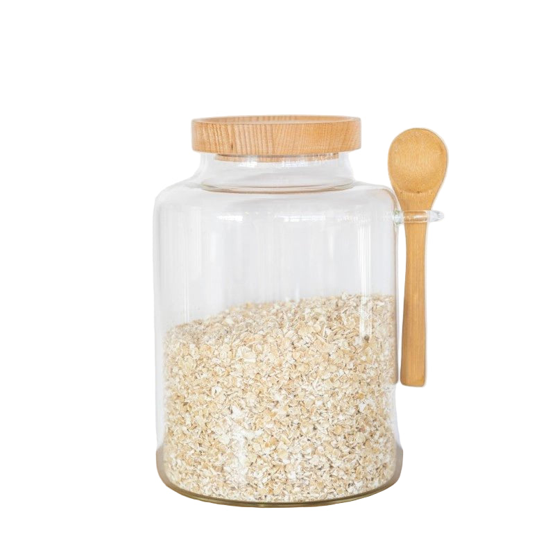 Idilica Glass Storage Jar with Wood Lid & Spoon - 1200ml - Waha Lifestyle