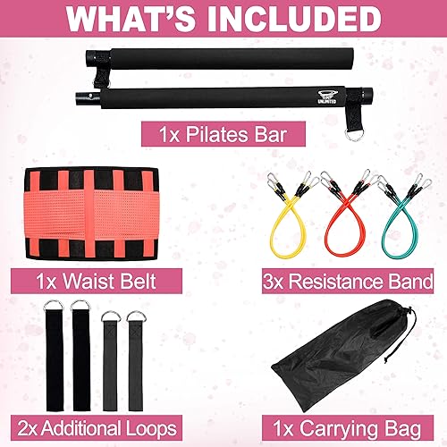 IM UNLIMITED Portable Home Gym With Pilates Bar Kit + Video + 6 Resistance Bands in Kuwait - Waha Lifestyle