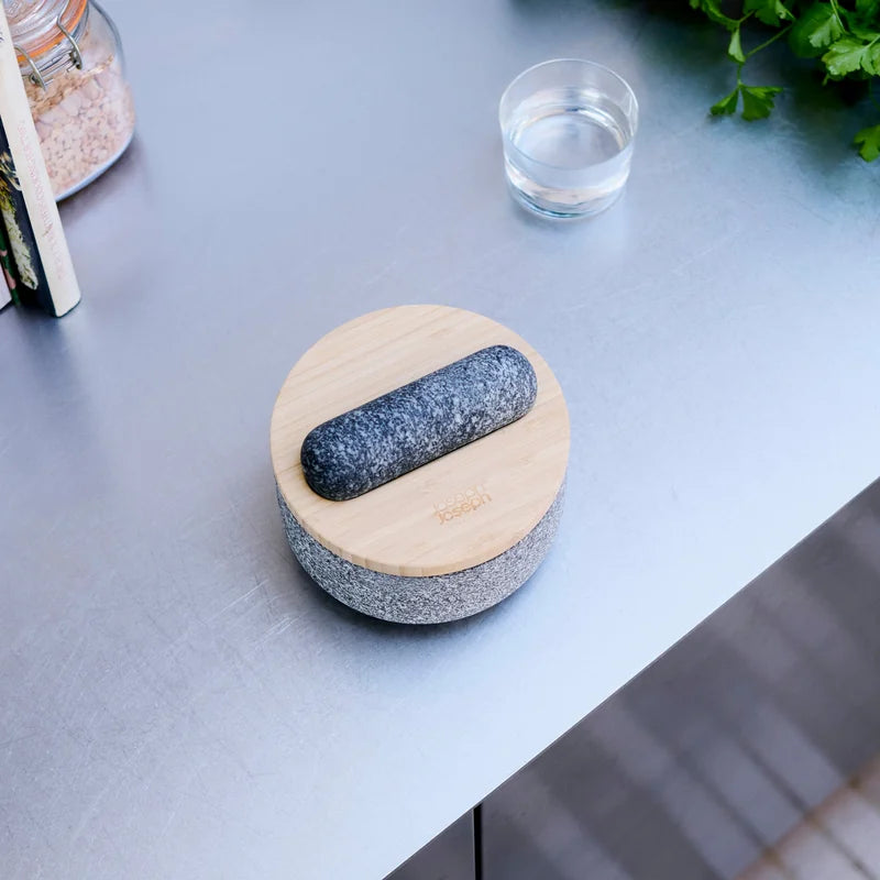 Dash Granite Pestle & Mortar with Reversible Bamboo Lid - 15.5cm